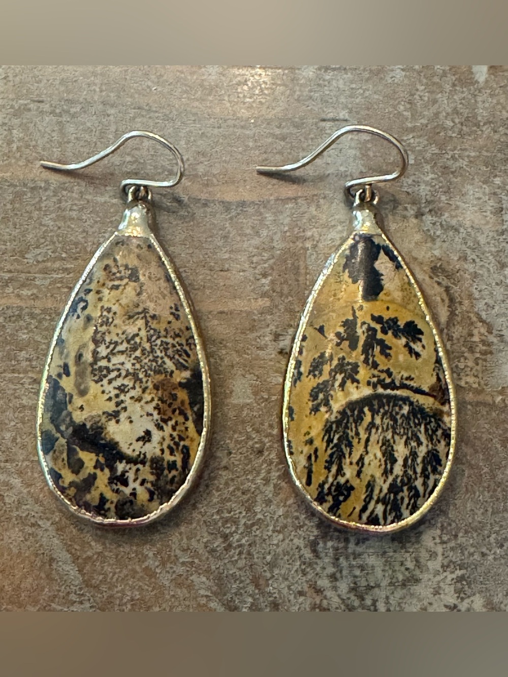 Plunder Design Carol Ann Teardrop Bumblebee Jasper Pattern Earrings